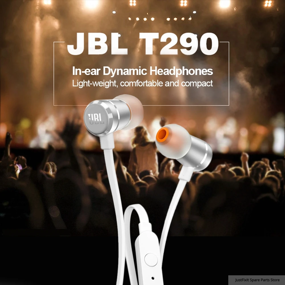 Проводные стереонаушники JBL T290 Спортивная гарнитура с чистым басом наушники
