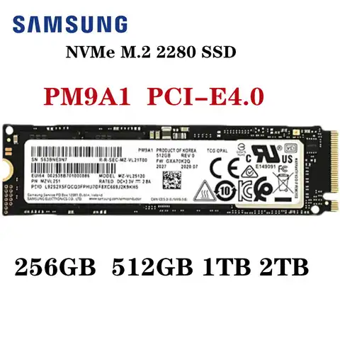 Внутренний твердотельный накопитель SAMSUNG SSD M.2 2280 PM9A1 256 ГБ 512 ГБ NVMe M.2 NVMe PCIe4.0 для ноутбука и настольного компьютера ТБ