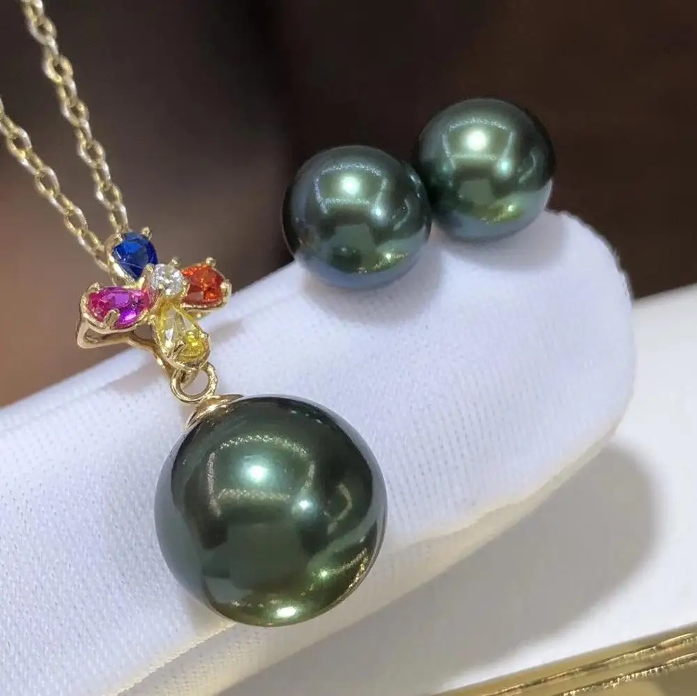 D528 жемчужный набор изысканное ювелирное изделие 18 К золото Круглый 7-9 мм