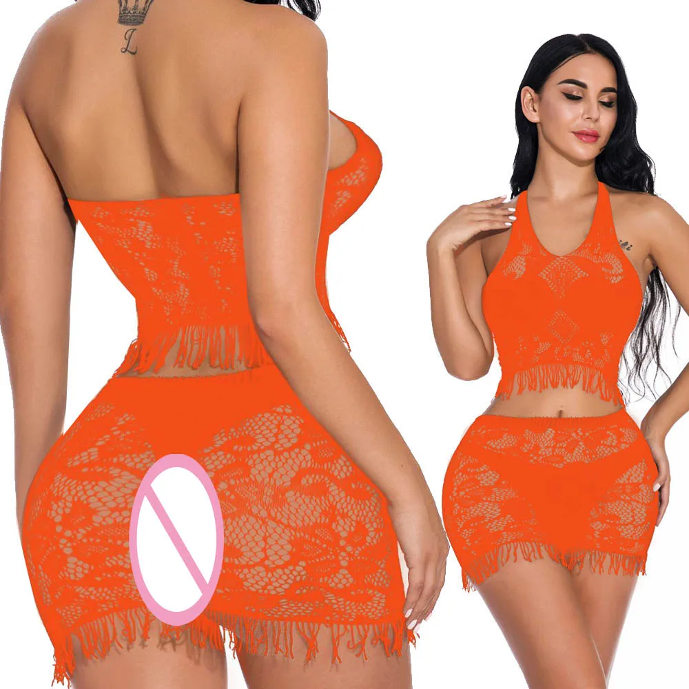 Кроп топ с V образным вырезом и открытой спиной кисточками|Комплекты нижнего