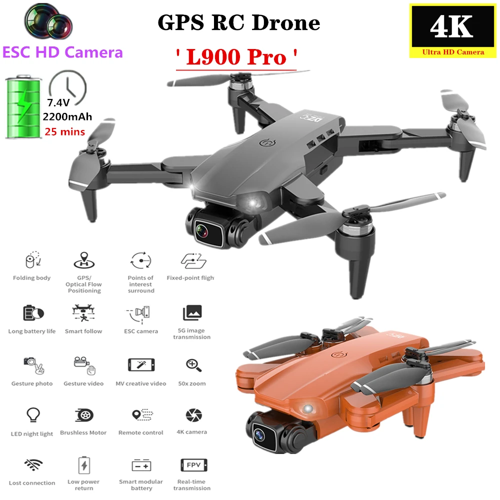 

L900Pro GPS Drone 5G 4K ESC HD Camera Smart Follow Selfie RC Quadcopter Brushless Motor UAV Foldable Helicopter Dron Toy