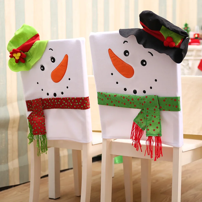 

2Pcs/Set Christmas Snowman Chair Covers Chrismas Decorations For Home Dinner Table Party Seat Cover Decor Enfeite De Natal