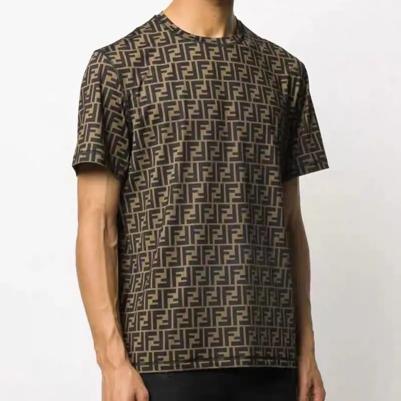 

2021 summer fashion letter full print stripe women's and men's short sleeve round neck loose casual T-shirt