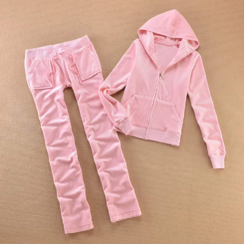 Spring / Fall/2022 Women's Brand Velvet fabric Tracksuits Solid color Velour suit women Track Hoodies and Pants sapphire k |