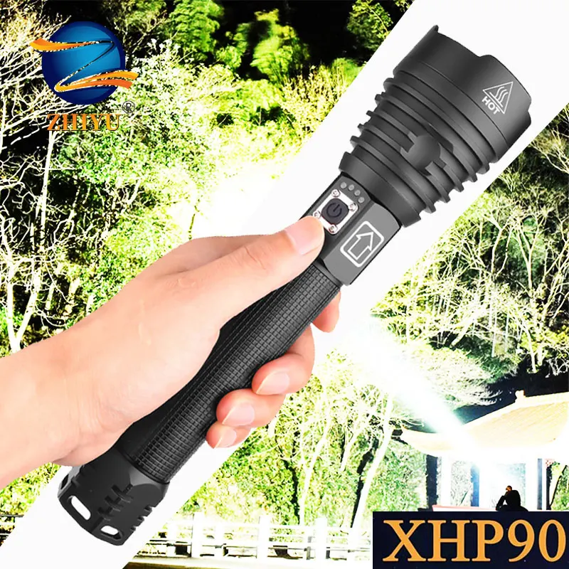 ZHIYU Высокая мощность XHP90 светодиодный светильник USB Перезаряжаемый зум фонарь s