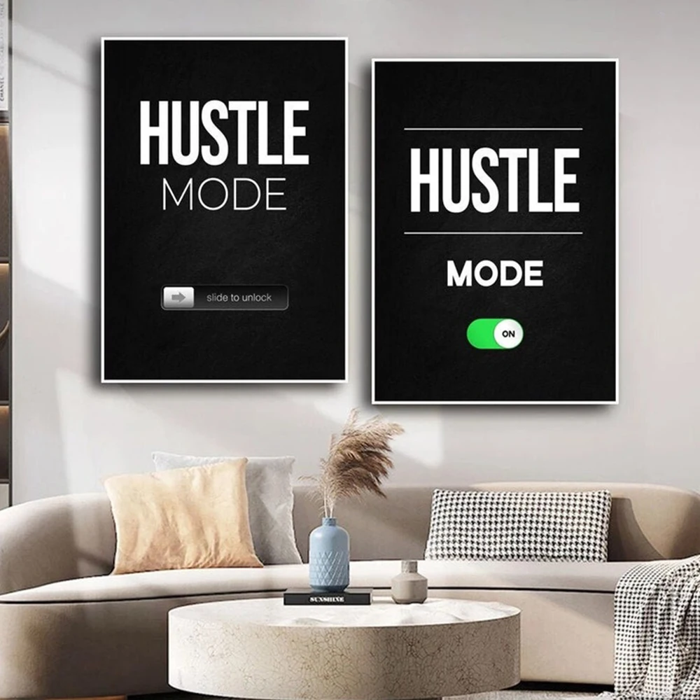 

Office Decor Hustle Mode On And Off Modern Motivational Wall Art Canvas Painting Home Decoration Accessories For Living Room