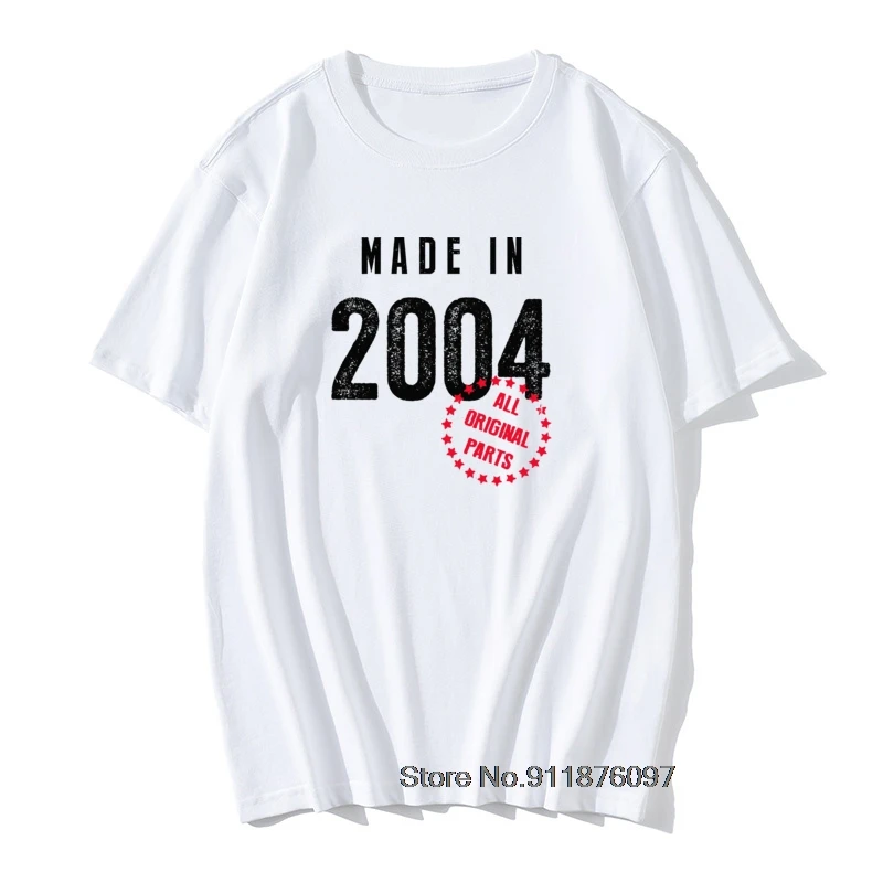 

Born 17th Birthday Present Vintage Cotton O-Neck T-Shirts Man Made In 2004 T Shirt Cool boy Tops Tees 17 Years Gift