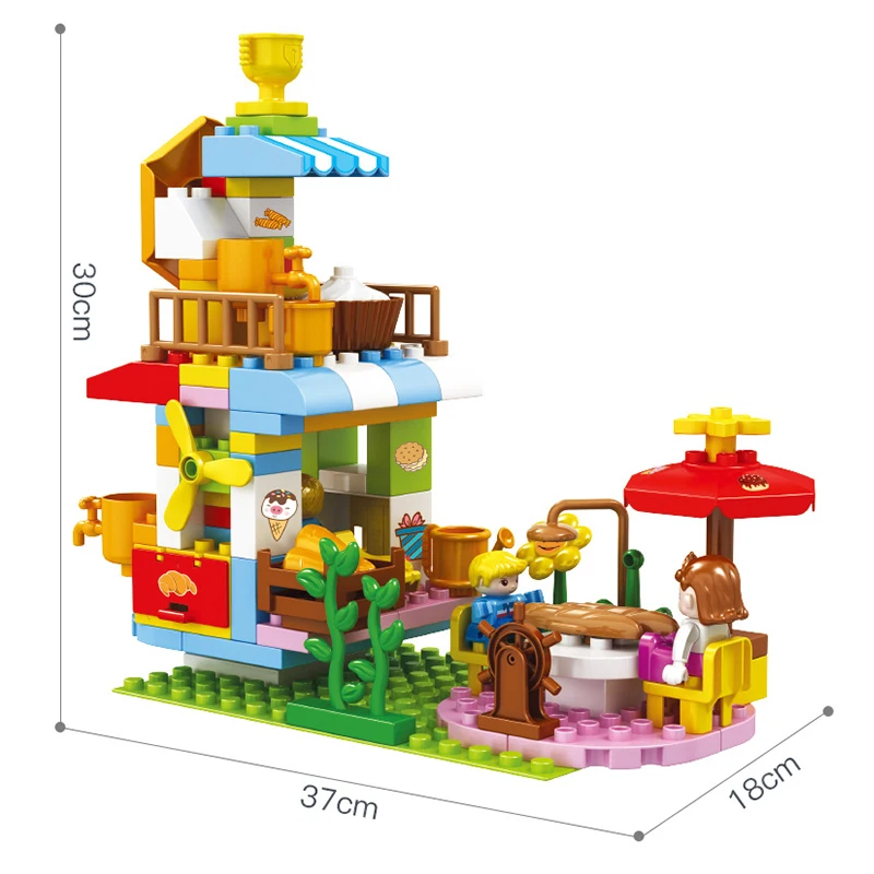 

New Big Size Building Blocks Kits Educational Bricks Set Kids Play Toys Gift Revolving Restaurant Block Compatible with Duploed