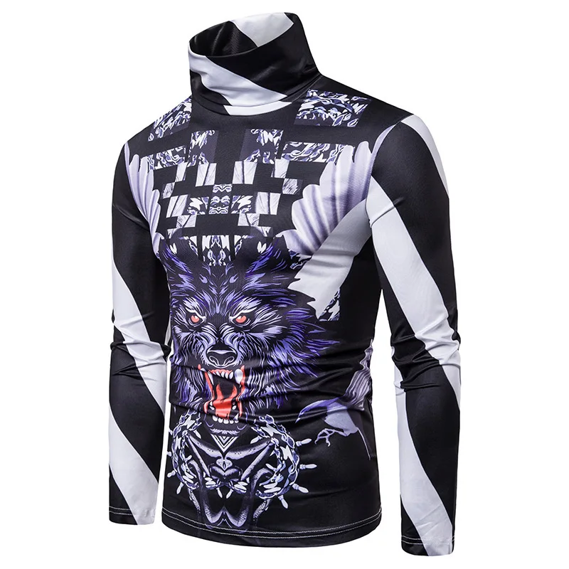 Новинка осени 2019 мужская полосатая футболка с принтом гепарда большого размера