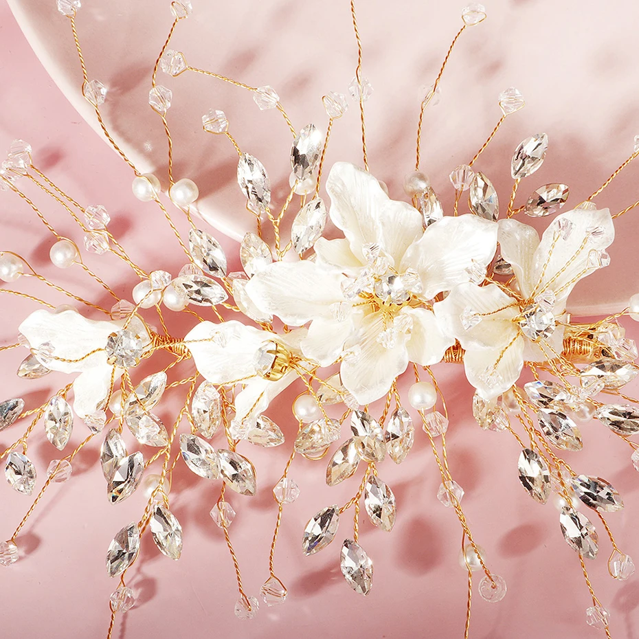 Женские заколки для волос QYY с цветами из смолы ручной работы золотого цвета 2020 |