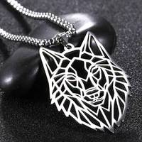 animal necklace wolf head men fashion street personality hip hop sweater chain titanium steel hollow pendant jewelry for women