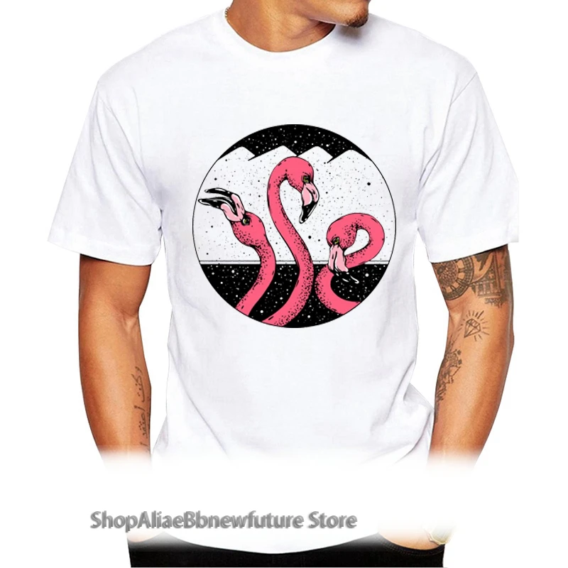 TEEHUB Новая модная мужская футболка с принтом ночных фламинго забавные мужские