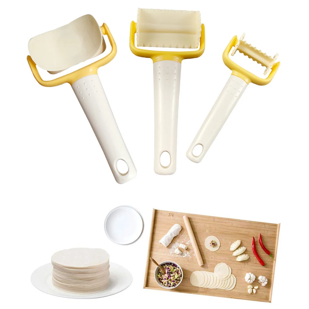 3pcs Biscuit Rolling Crimped Cutter Baking Tool Pie Mold Pastry Blade Roller Angel Ravioli Dough Cookie Roller Baking Cutter Set
