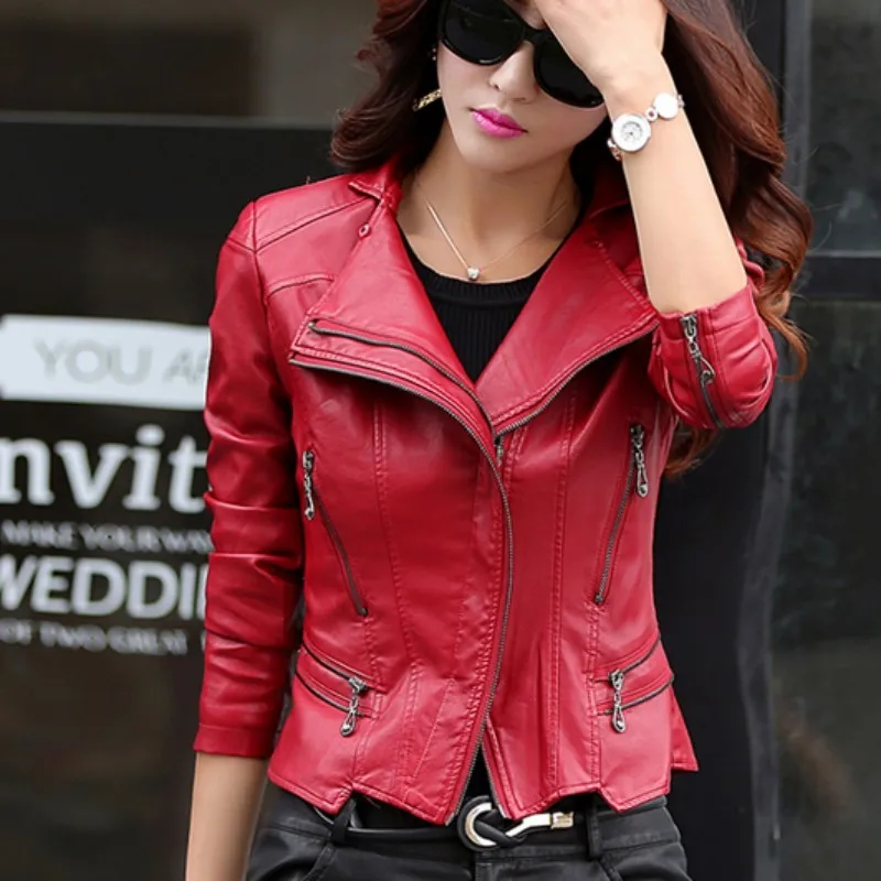 Европейские модные черные куртки на молнии ретро мотоциклетные пальто женская