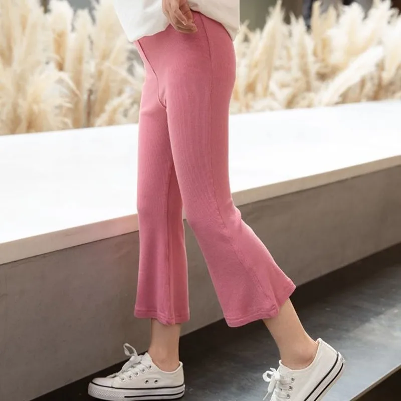 Las ni&ntilde;as pantalones de primavera y oto&ntilde;o de moda de las ni&ntilde;as pantalones de campana inferior de las ni&ntilde;as delgada ni&ntilde;os mallas pantalones ajustados-0
