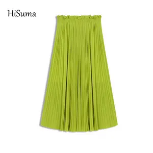 Женская шифоновая юбка с завышенной талией, плиссированная юбка с оборками на подоле, Однотонная юбка для отпуска, весна 2020