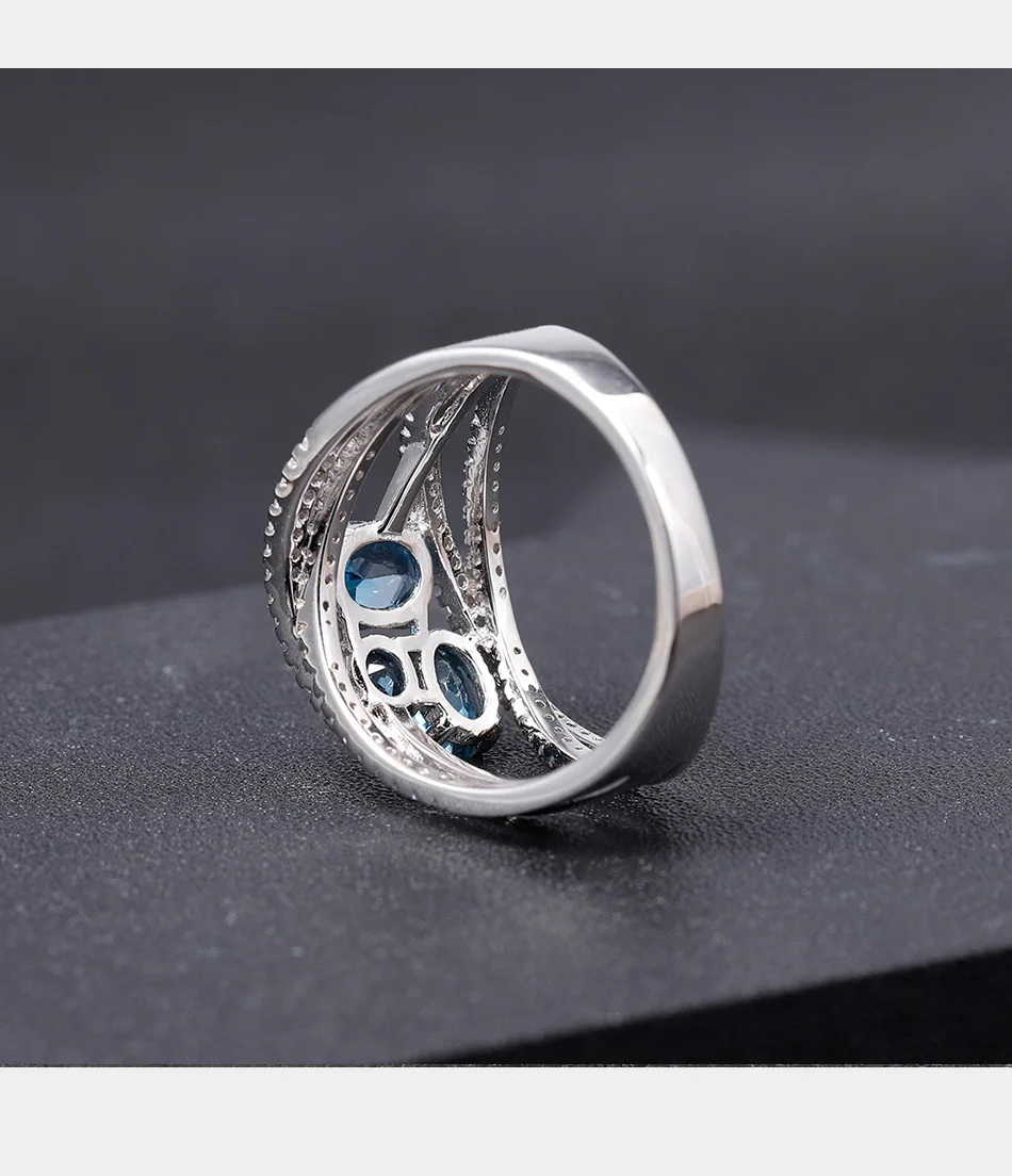 GEM'S BALLET, классика, 1.83Ct, натуральный Лондон, голубой топаз, кольца, 925 пробы, серебро, драгоценный камень, палец, кольцо для женщин, хорошее ювелирное изделие