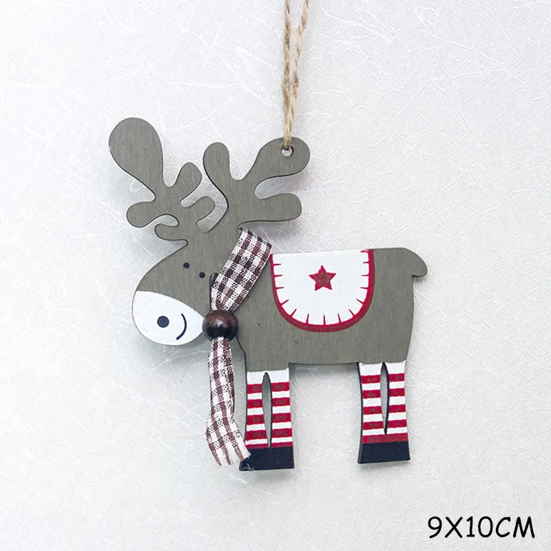 Dark Gray elk Год Рождество деревянный кулон дерево олень Рождественское дерево декор Noel рождественские украшения для дома Natal Navidad подарок для детей - Цвет: Dark Gray elk