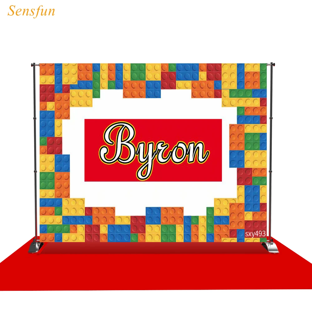 LEVOO Фон фотографии строительные блоки игра головоломка на день рождения фон