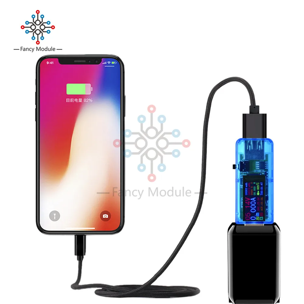 Diymore QC3.0 0,9" ips HD USB тестер напряжение тока Емкость энергии эквивалентное сопротивление тестер температуры монитор