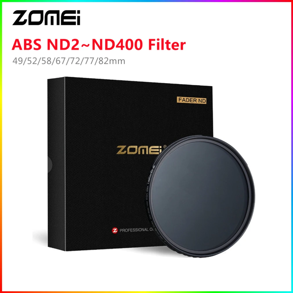 

Ультратонкий Регулируемый Фильтр ZOMEI из АБС-пластика, Фейдер, зеркальный фильтр нейтральной плотности для DSLR-камеры Lens49/52/58/67/72/77/82 мм, без то...