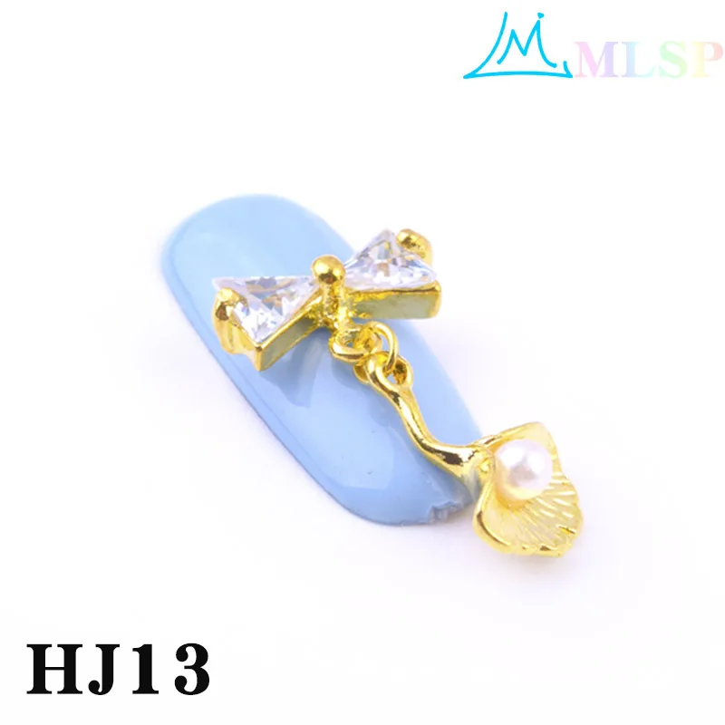 HJ13-10pcs 10 шт./лот, циркониевые украшения для дизайна ногтей, подвесные модели для ногтей, алмазные длинные висячие металлические Стразы для ногтей, изысканные Кристальные Звездные бриллианты - Цвет: HJ13-10pcs