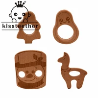 kissteether 1pcs baby teething toys wooden teething ring food grade squirrel beech wooden childrens toys diy wooden teether