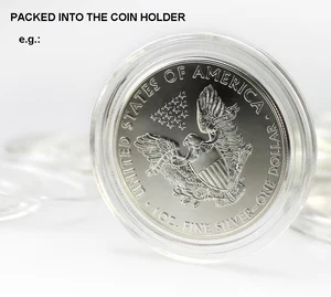 Чехол с круглым акриловым держателем для монет, серебро 999 пробы, 14 мм, 60 мм