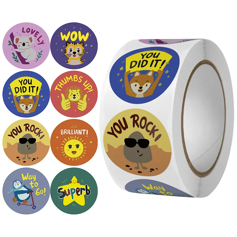 

500pcs 2.5x2.5cm Smile Face Cartoon Animals Child Stickers Thank You Stickers Gift Bag Lables Party Favor Stickers Party Decor