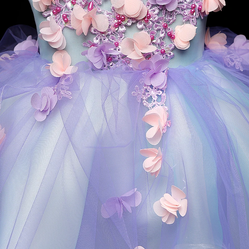 Элегантное платье принцессы с цветочным узором для девочек вечерние платья на