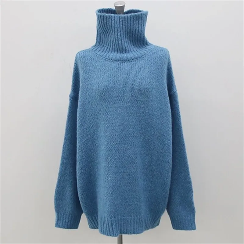 

Korean Turtleneck Knitted Long Pullover Tops Women 2020 Winter Full Sleeve Loose Fashion Sweaters Casual Female Ladies Jumpers