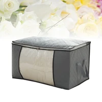 2pcs blanket non woven fabrics storage organizer bags transparent window bamboo charcoal boxes bamboo charcoal quilt receive