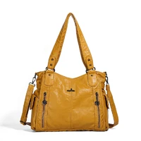 angelkiss women shoulder bag messenger bags top handle handbag vintage satchel soft tote bag pu leather crossbody bags purse