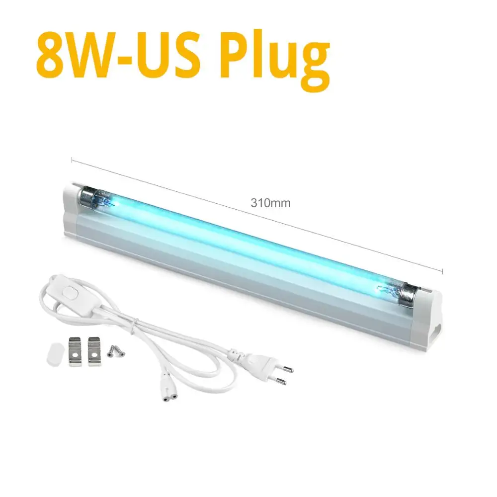 8W with US Plug T5 6 Вт/8 Вт Светодиодная уф трубка лампа дезинфекция ультрафиолетовая лампа 110 В 220 В UVC озоновая бактерицидная лампа для убийцы Москитная стерилизатор лампа - Испускаемый цвет: 8W with US Plug