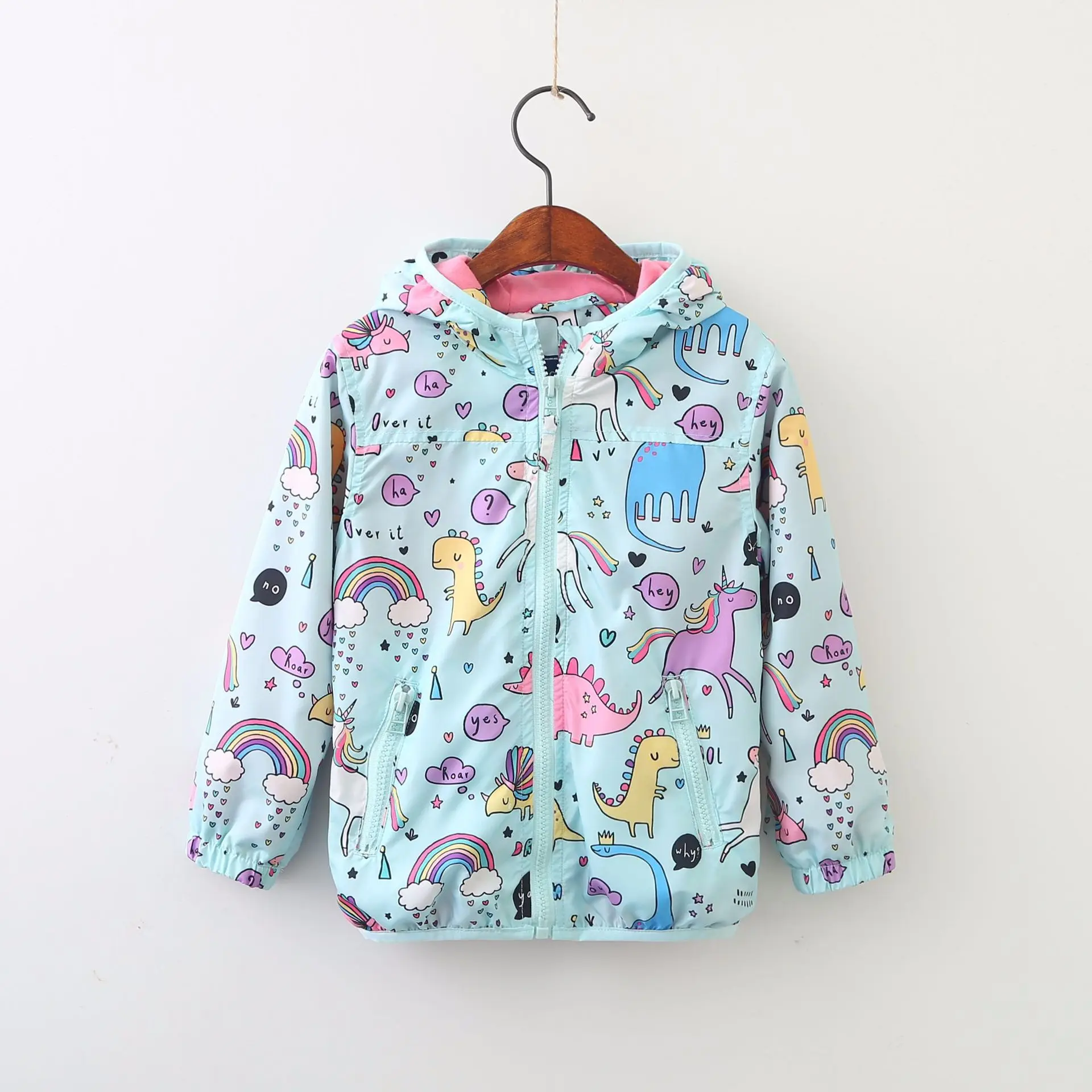 

Baby Kids Child Sweet Cartoons Pocket Hooded Outwear Ins Hot Fashion Spring Autumn Holiday Lovely Children Jacket Coat