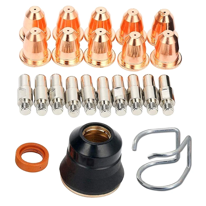 

23pcs Plasma Cutter Torch S45 Accessory Kit PR0010 Electrodes PD0116-08 Nozzle Tips Spacer Guide Retaining Cap Gas Diffuser