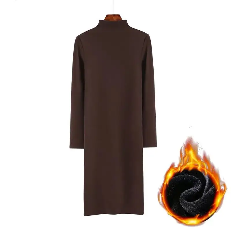 Женское винтажное флисовое платье вязаное бархатное с высоким воротником