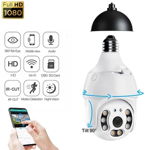 hd 1080p wireless ip camera 360° rotate panoramic camera e27 bulb socket home security video surveillance remote viewing monitor free global ship