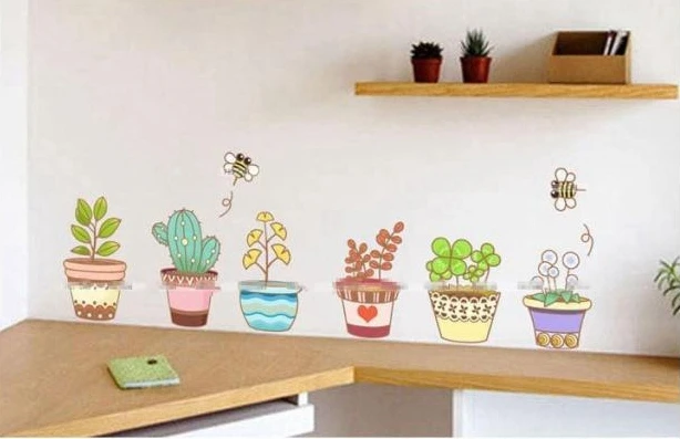 Garden Flower Bee Pot Plant Culture Decal Wall Stickers PVC DIY Living Room Bedroom Home Art Wallpaper House Sticker Poster | Дом и сад