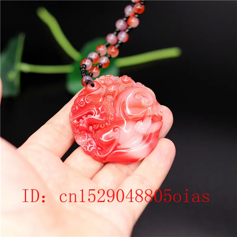 Подвеска из натурального красного белого китайского Нефритового дракона