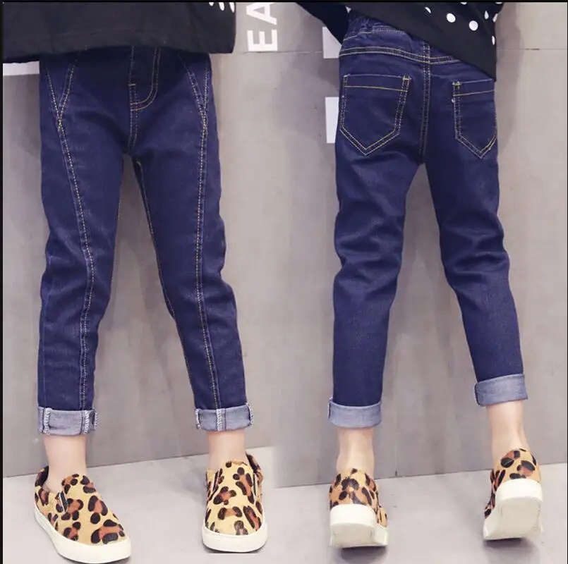 Модные Универсальные детские узкие брюки для маленьких девочек джинсовая одежда