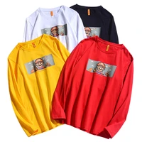 men t shirt long sleeve 2021 new arrival spring and autumn student male t shirt cotton teenage boy yellow black red white t08