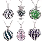 Модное женское ожерелье серебряного цвета для ароматерапии, Сова, духи, масляный диффузор, кулон, ожерелье, женская бижутерия, подарок, оптовая продажа