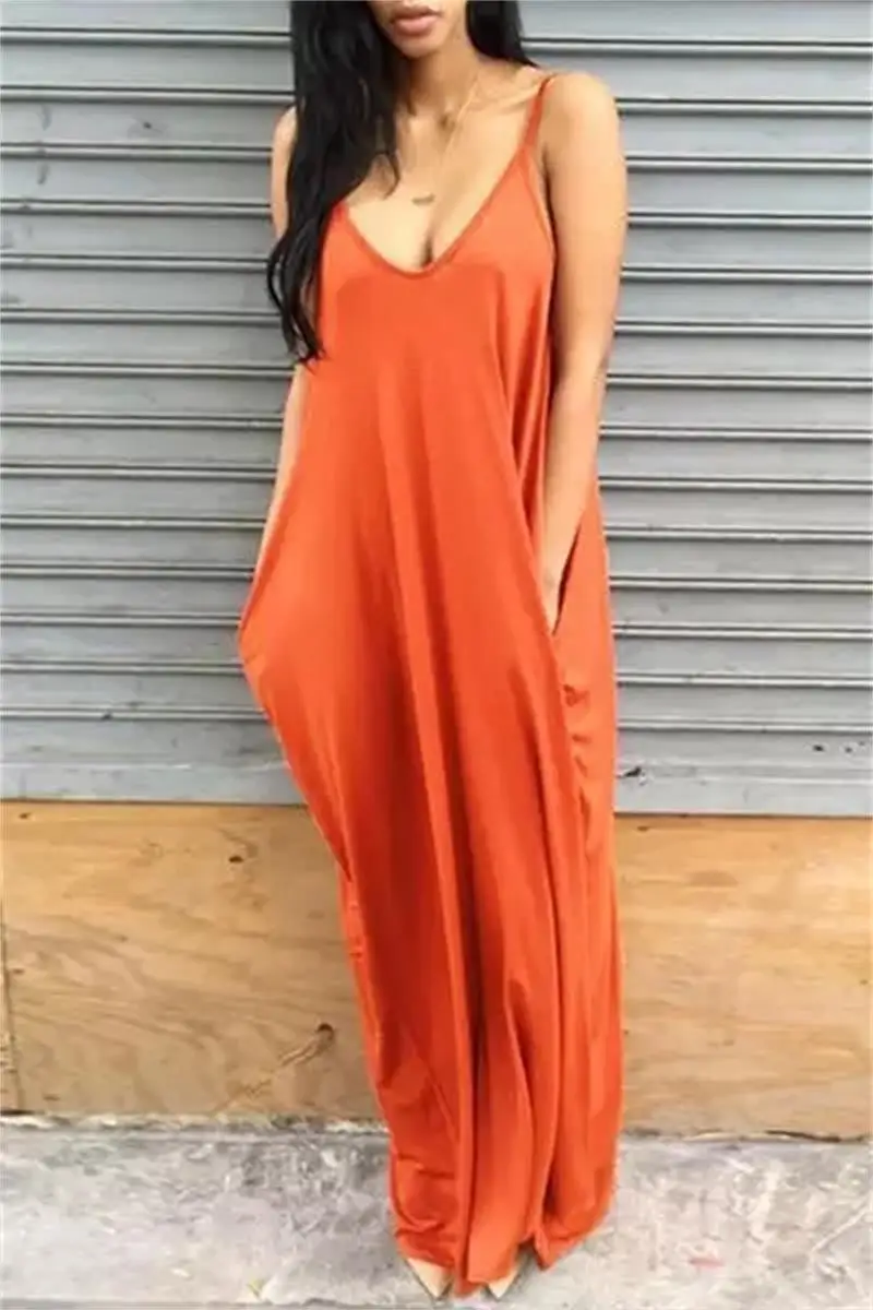 

Summer New Style European and American Solid Color Camisole Simple and Ankle Long Skirt Thin and Stylish Beach Skirt FZ047