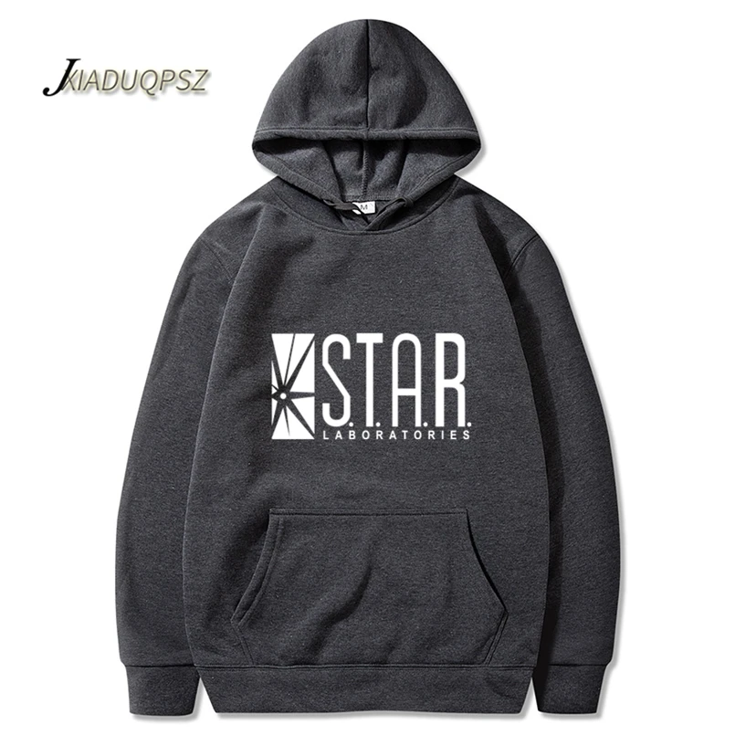 Мужская толстовка с капюшоном STAR S. T. A. R. labs черная Супермен 2019|Мужские толстовки и