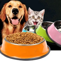 pet round bowl cat dog eating food bowls stainless steel non slip resistant feeder device pets tableware