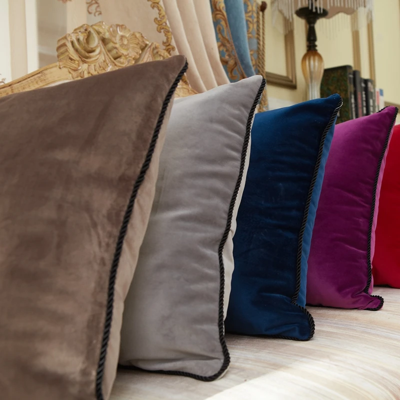 Однотонная бархатная наволочка для подушки декоративная дивана поясничной