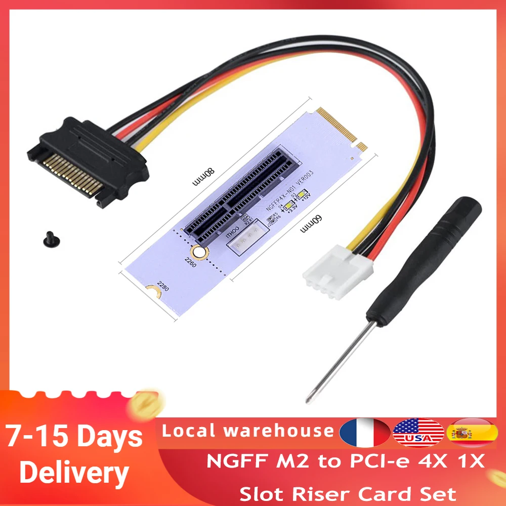 NGFF M2 к PCI-e 4X 1X слот Riser Card Set Key M PCIe X4 адаптер Светодиодный ным индикатором