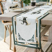 2022 tassel table runner party long table cover fabric modern luxury royal horse carriage print desk decorating textile