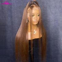 colored chocolate brown 30 inch straight 13x6 lace frontal wigs 4 transparent bone straight lace front wig human hair wig